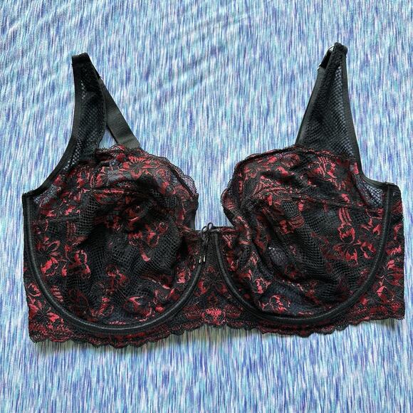Adore Me Womens Bra 40I Blue Robyn Contour Balconette Lace Underwire Sexy Black - Picture 2 of 5